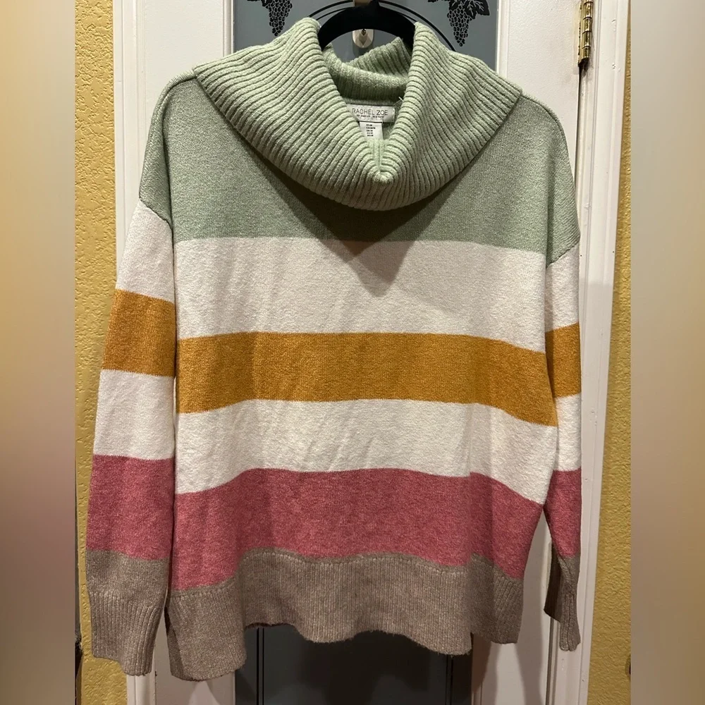 Rachel Zoe Striped Cowl Neck Sweater size M